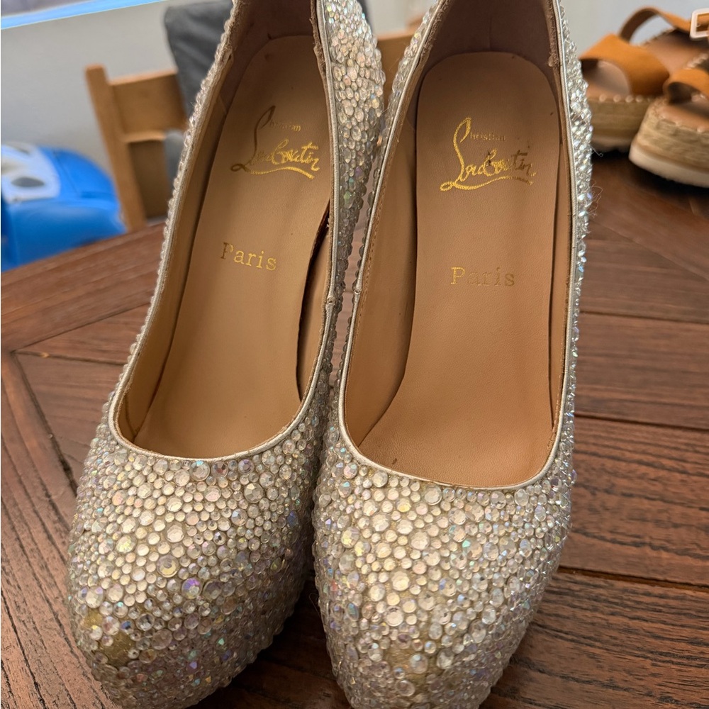 Christian Louboutin Sparkling Silver Heels